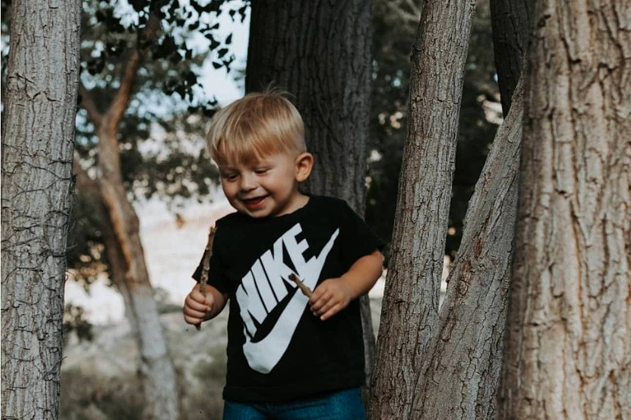 Sherman joined the competition — help win amazing prizes! child, flash_photography, forest, fun, grass, happy, joy, laugh, leaf, leisure, people_in_nature, person, plant, portrait_photography, smile, t_shirt, toddler, tree, trunk, vacation