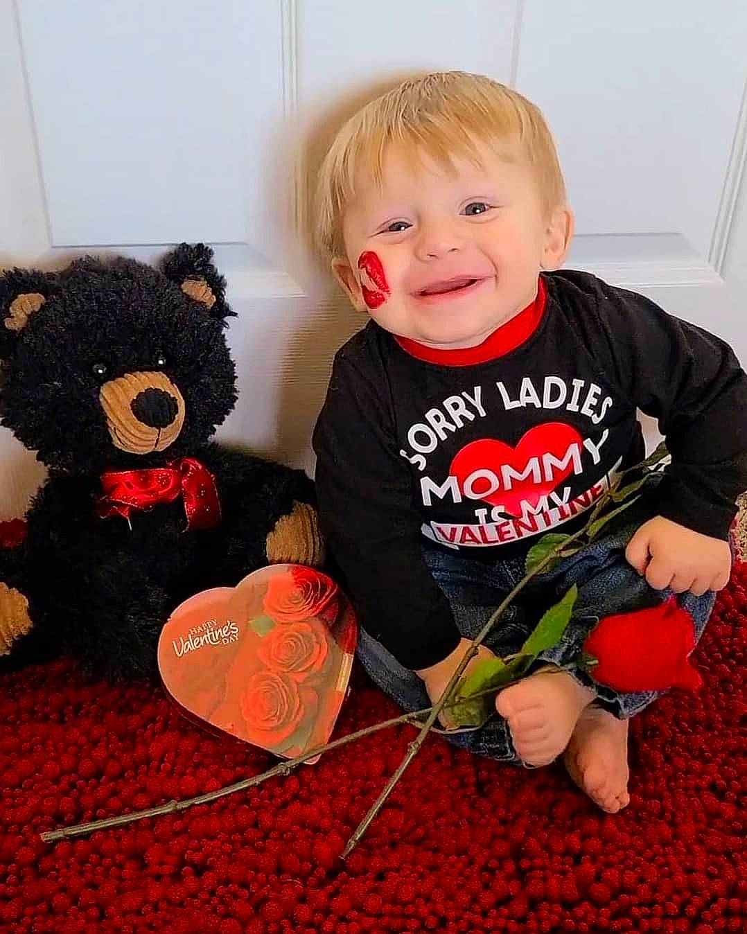 Sherman joined the competition — help win amazing prizes! baby, baby_playing_with_toys, baby_toddler_clothing, baby_toys, carmine, child, flooring, hairstyle, happy, joy, mammal, pattern, person, play, product, room, sleeve, smile, sock, t_shirt