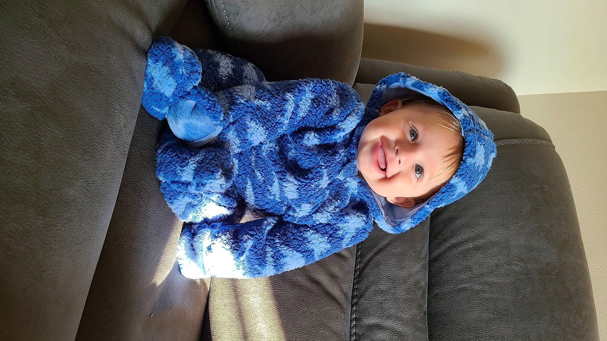 Sherman joined the competition — help win amazing prizes! baby, baby_toddler_clothing, blue, bonnet, cheek, child, comfort, electric_blue, headwear, hood, human, joy, person, toddler, wool