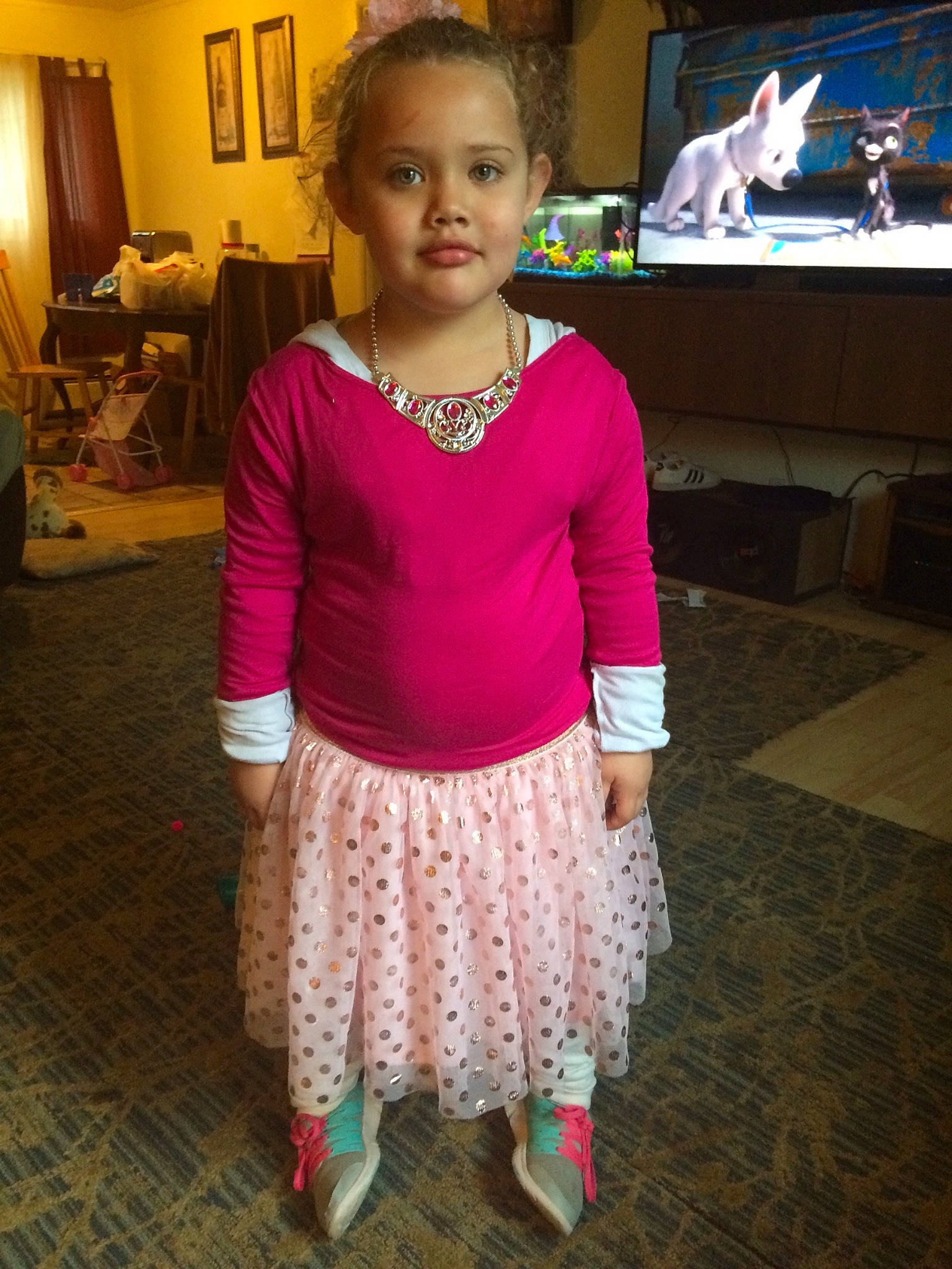 Liliana is registered to the contest to win money with this photo: child, clothing, dress, fashion, fashion_accessory, knitting, magenta, person, pink, purple, shoe, sleeve, t_shirt, textile, toddler, wool