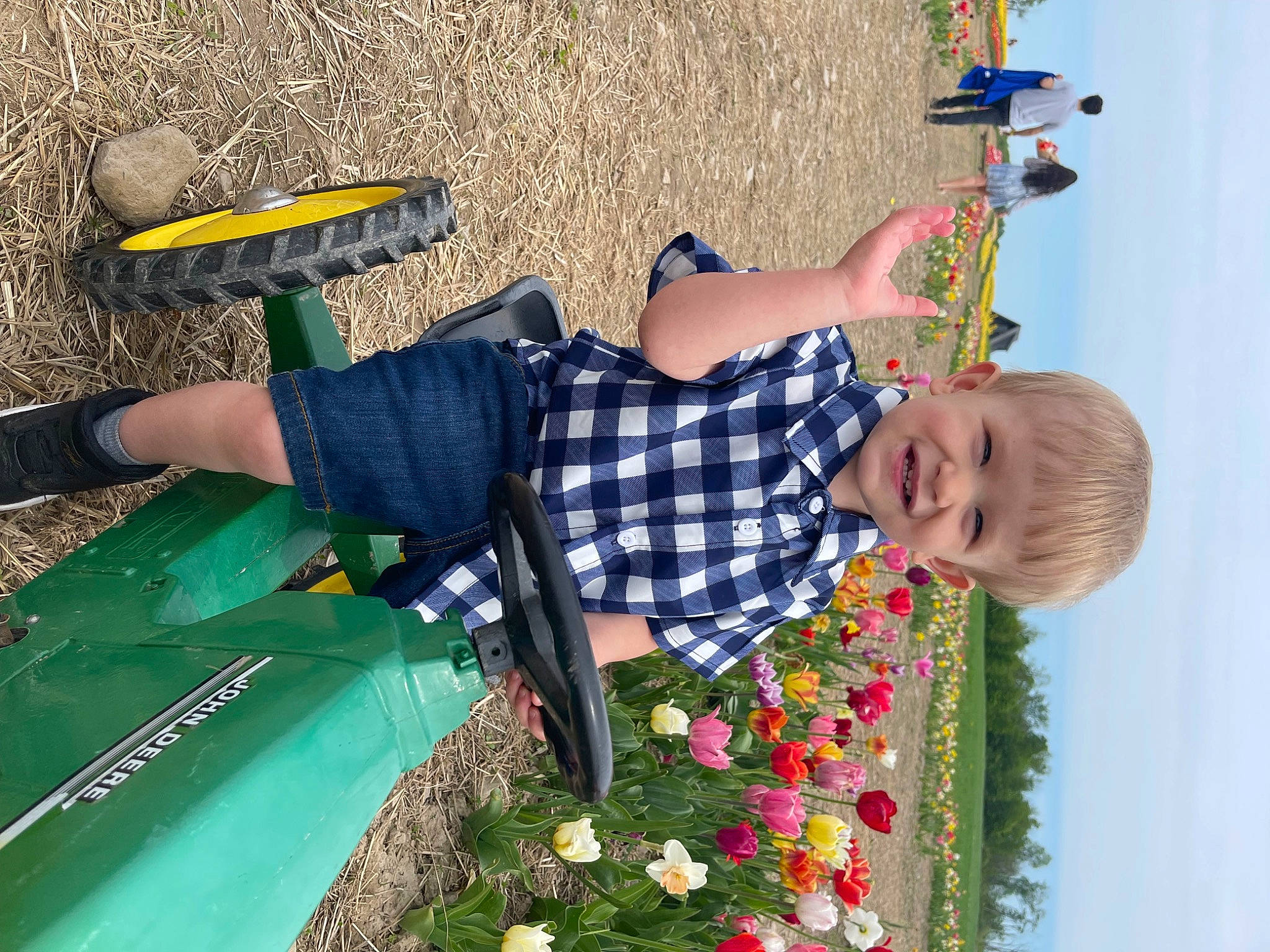 Morgan joined the competition — help win amazing prizes! child, flower, fun, grass, green, happy, human_leg, joy, leisure, pattern, people_in_nature, person, plant, play, public_space, recreation, smile, t_shirt, toddler, tree