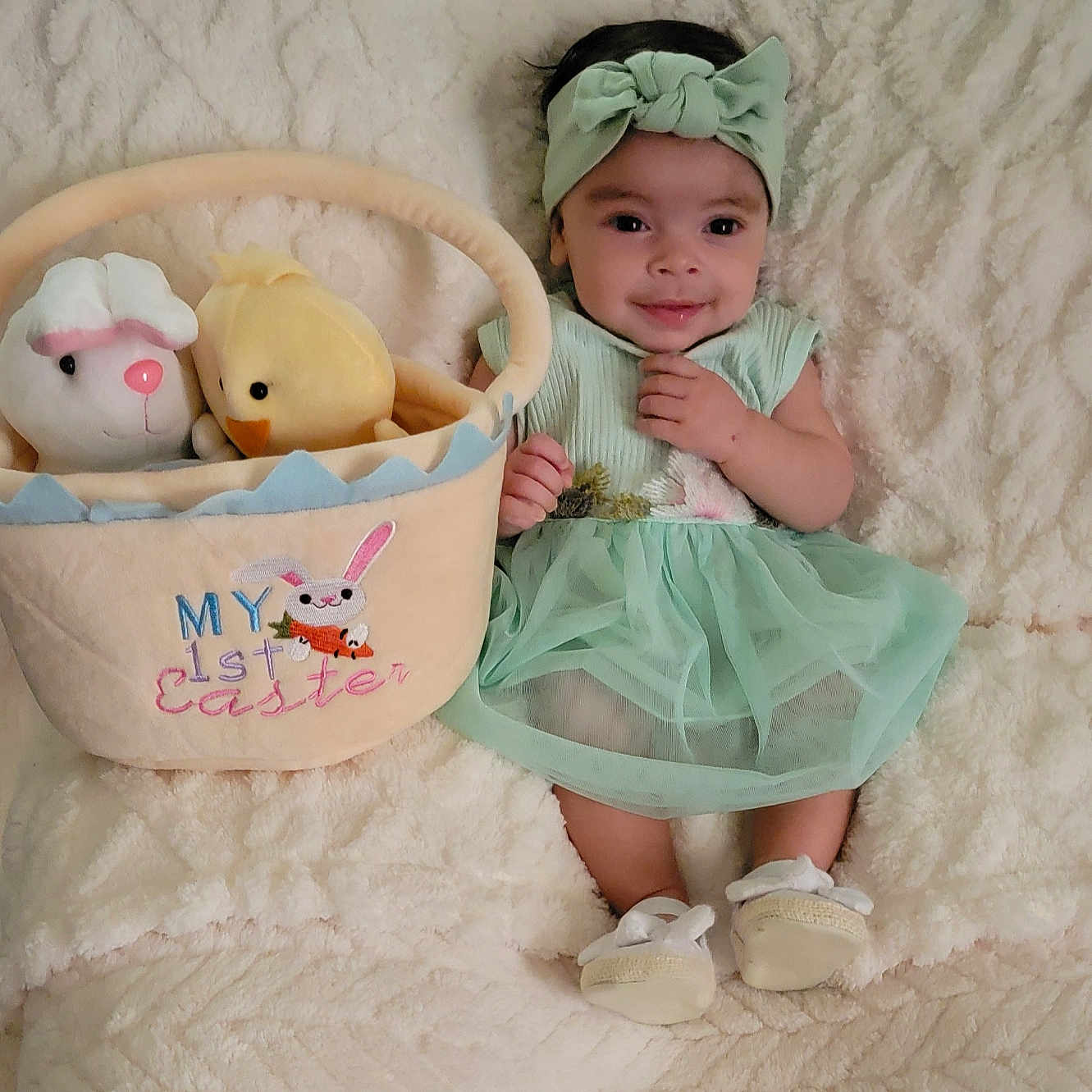 Isabella joined the competition — help win amazing prizes! baby, basket, bed, bonnet, clothing, costume, cradle, crib, dress, face, furniture, hat, head, infantbed, newborn, person, photography, plush, portrait, toy