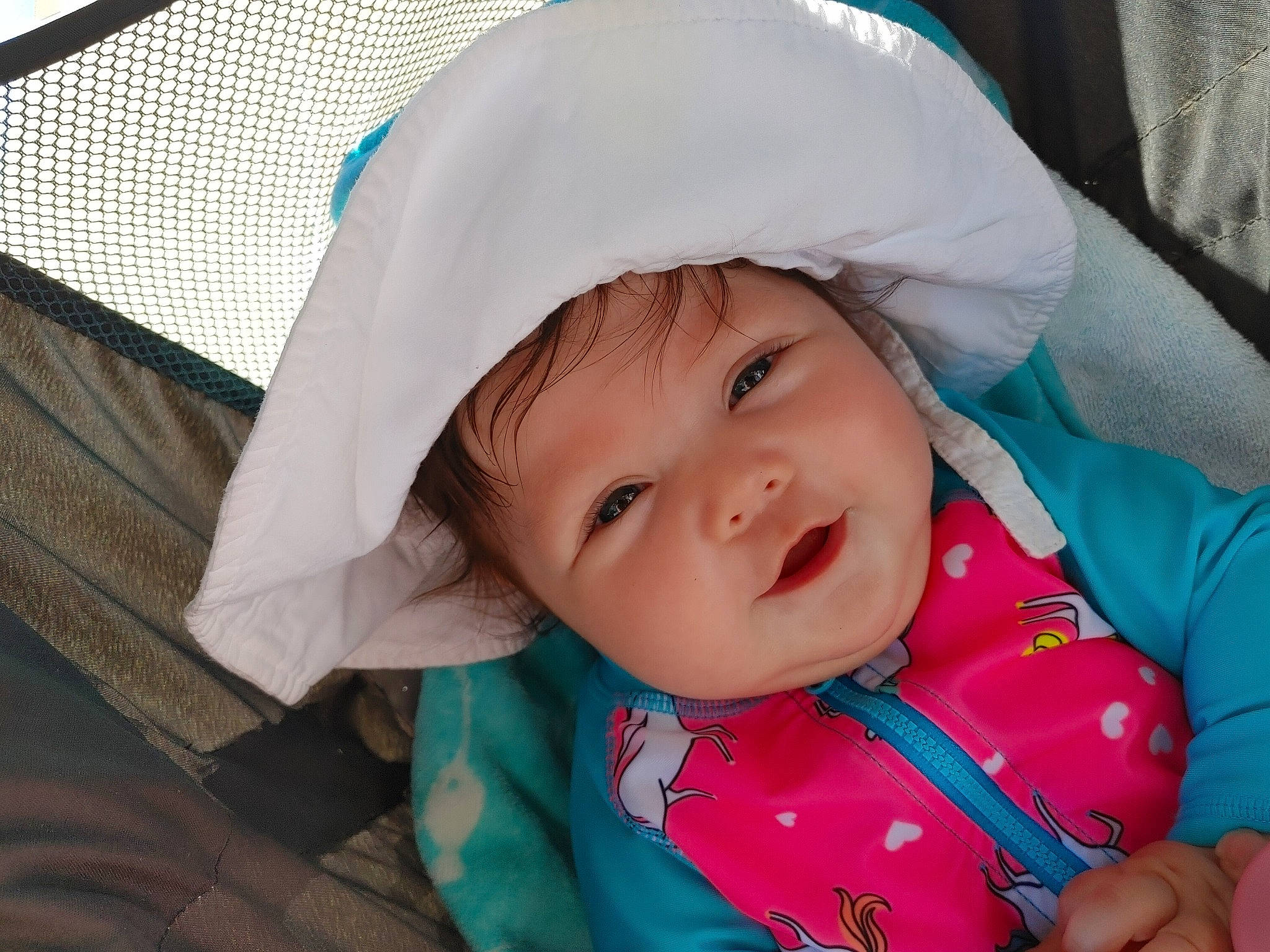 Faith joined the competition — help win amazing prizes! baby, baby_carriage, baby_products, baby_toddler_clothing, cheek, child, comfort, eyebrow, eyelash, fun, happy, headgear, headwear, iris, lip, nose, person, pink, skin, sleeve