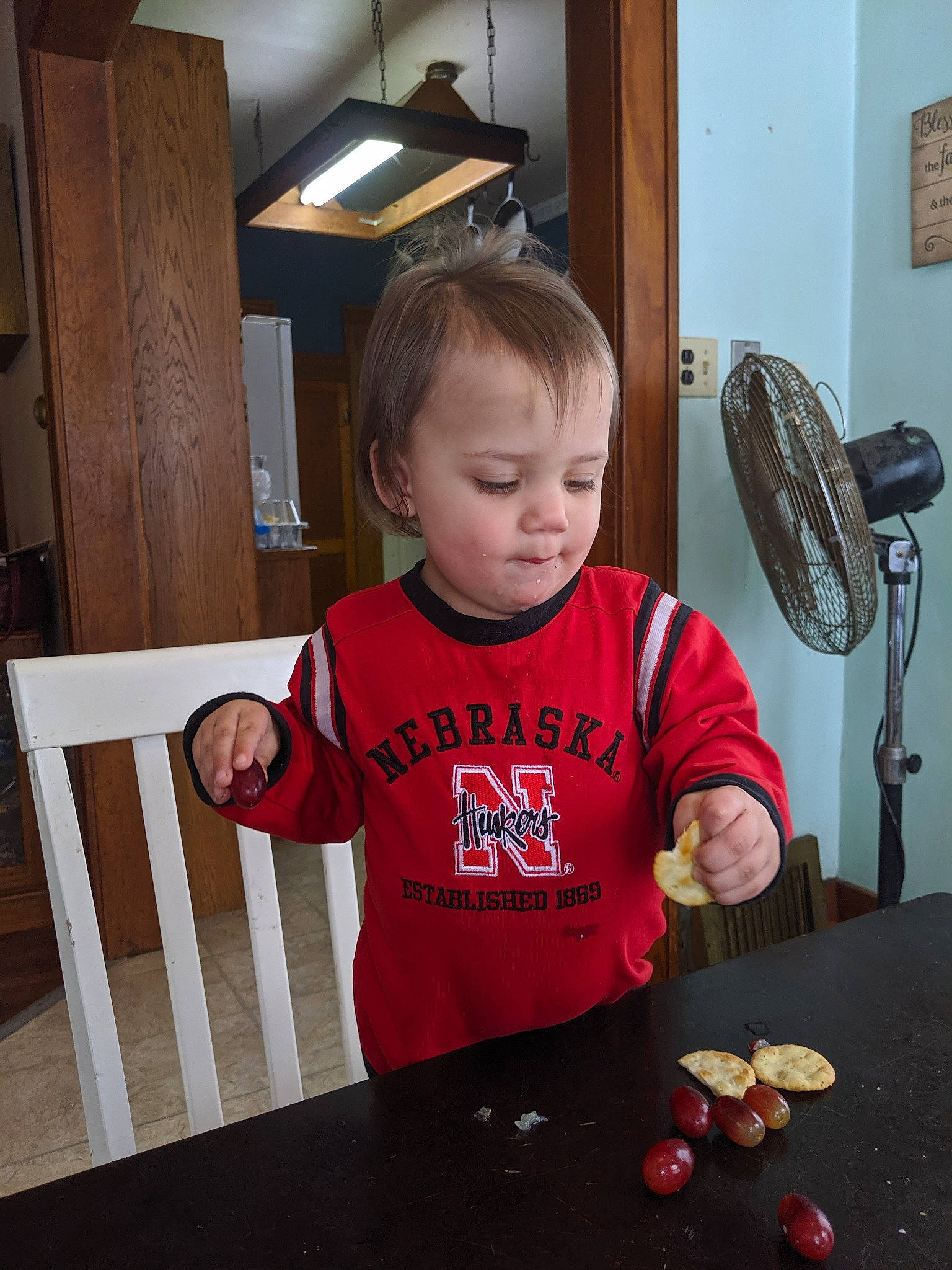 Francis joined the competition — help win amazing prizes! arm, child, chocolate, food, person, play, standing, toddler