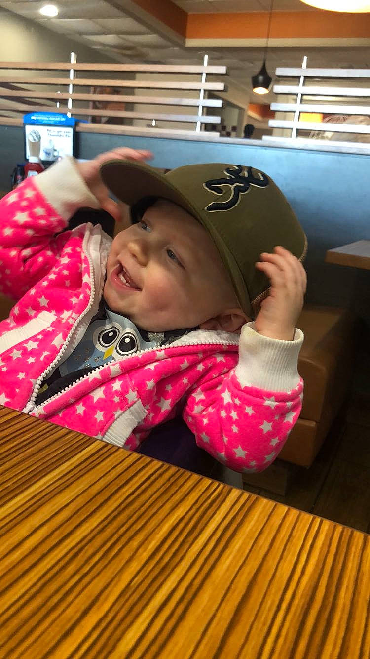 Alison is registered to the contest to win money with this photo: baby, cheek, child, cool, fun, headwear, leisure, person, pink, skin, toddler