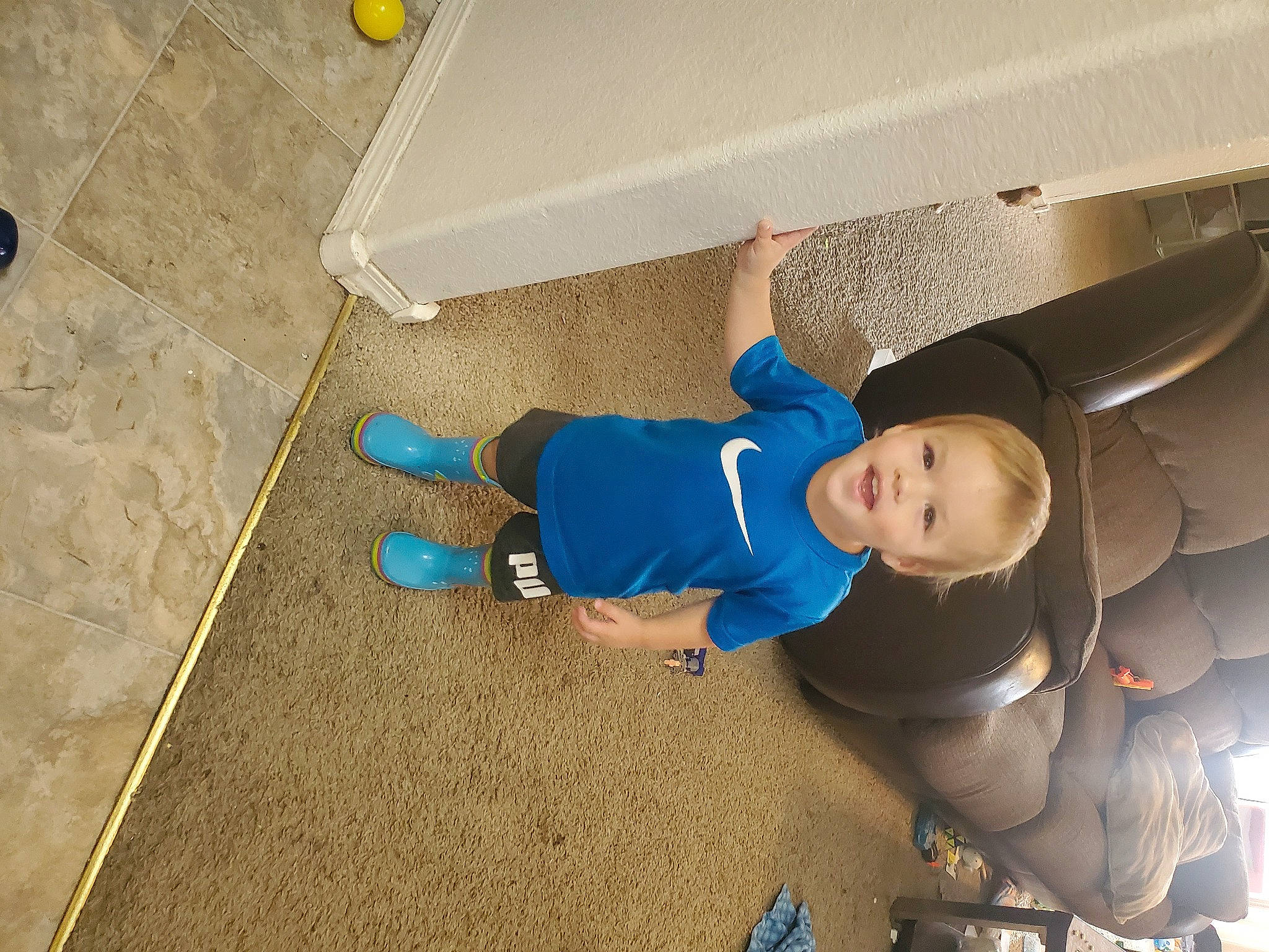 Micheal joined the competition — help win amazing prizes! automotive_exterior, child, concrete, elbow, electric_blue, flooring, fun, gas, hardwood, hat, human_body, human_leg, leg, leisure, metal, person, recreation, snapshot, t_shirt, toddler