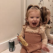 Adelaya is registered to the contest to win money with this photo: baby, bathing, bathtub, bodypart, can, child, clothing, dress, face, female, finger, girl, hand, happy, head, person, photography, portrait, tin, tub