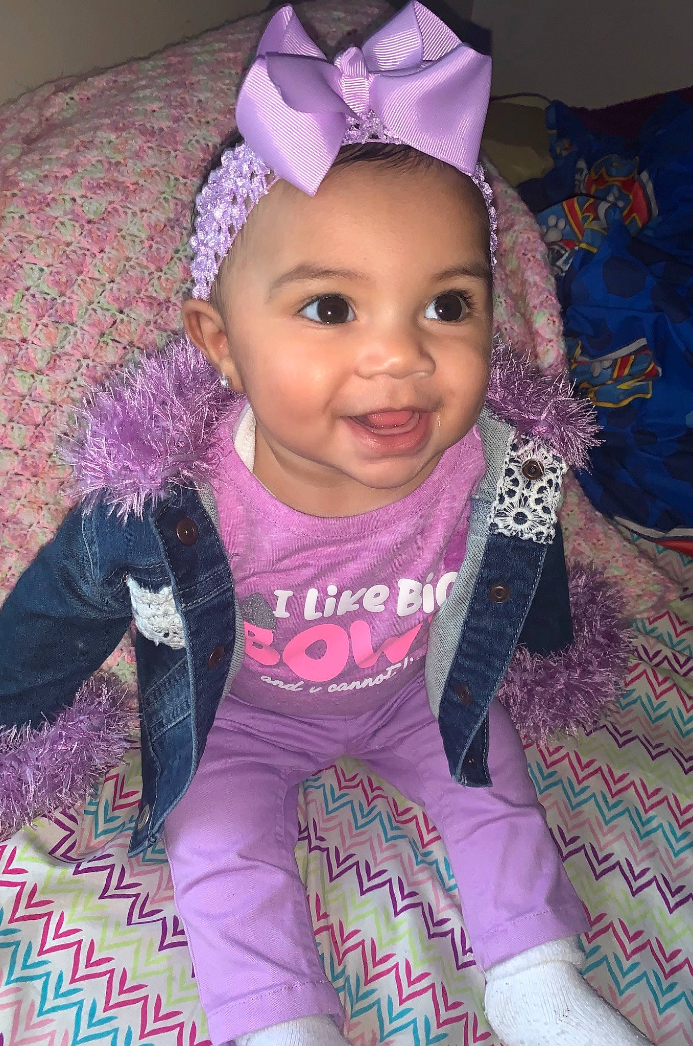 Kenzley joined the competition — help win amazing prizes! baby, cheek, child, costume, ear, fashion_accessory, forehead, hair_accessory, head, headband, headgear, headpiece, iris, joy, person, pink, purple, smile, toddler, violet