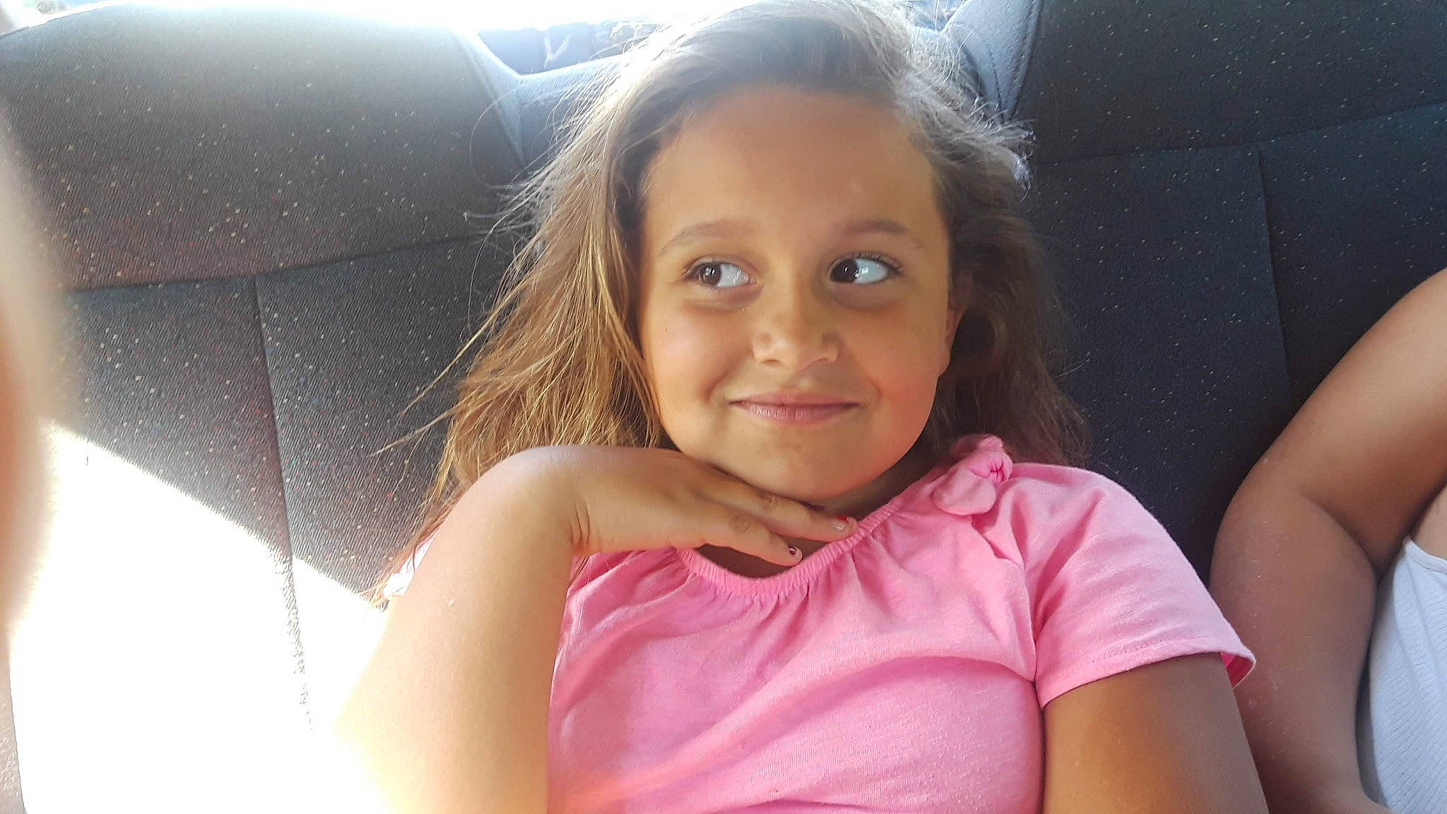 Charlize joined the competition — help win amazing prizes! beauty, blond, brown_hair, cheek, child, child_model, chin, eye, face, hair, happy, head, joy, lip, long_hair, mouth, neck, nose, person, pink