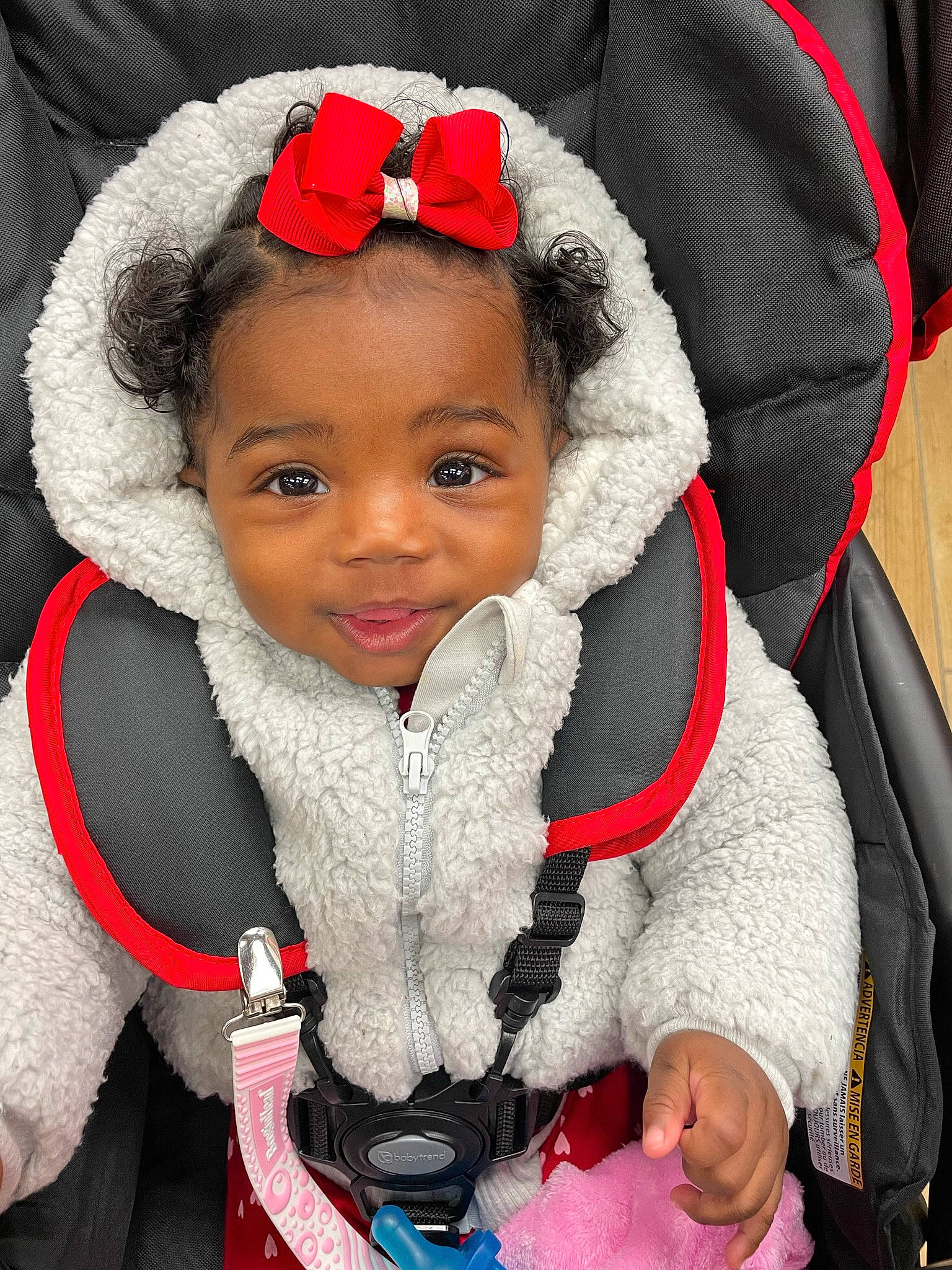 Kaliah joined the competition — help win amazing prizes! baby, baby_toddler_clothing, cap, cheek, cool, costume_hat, eye, fun, happy, head, human_body, iris, person, pink, red, skin, sleeve, smile, textile, toddler