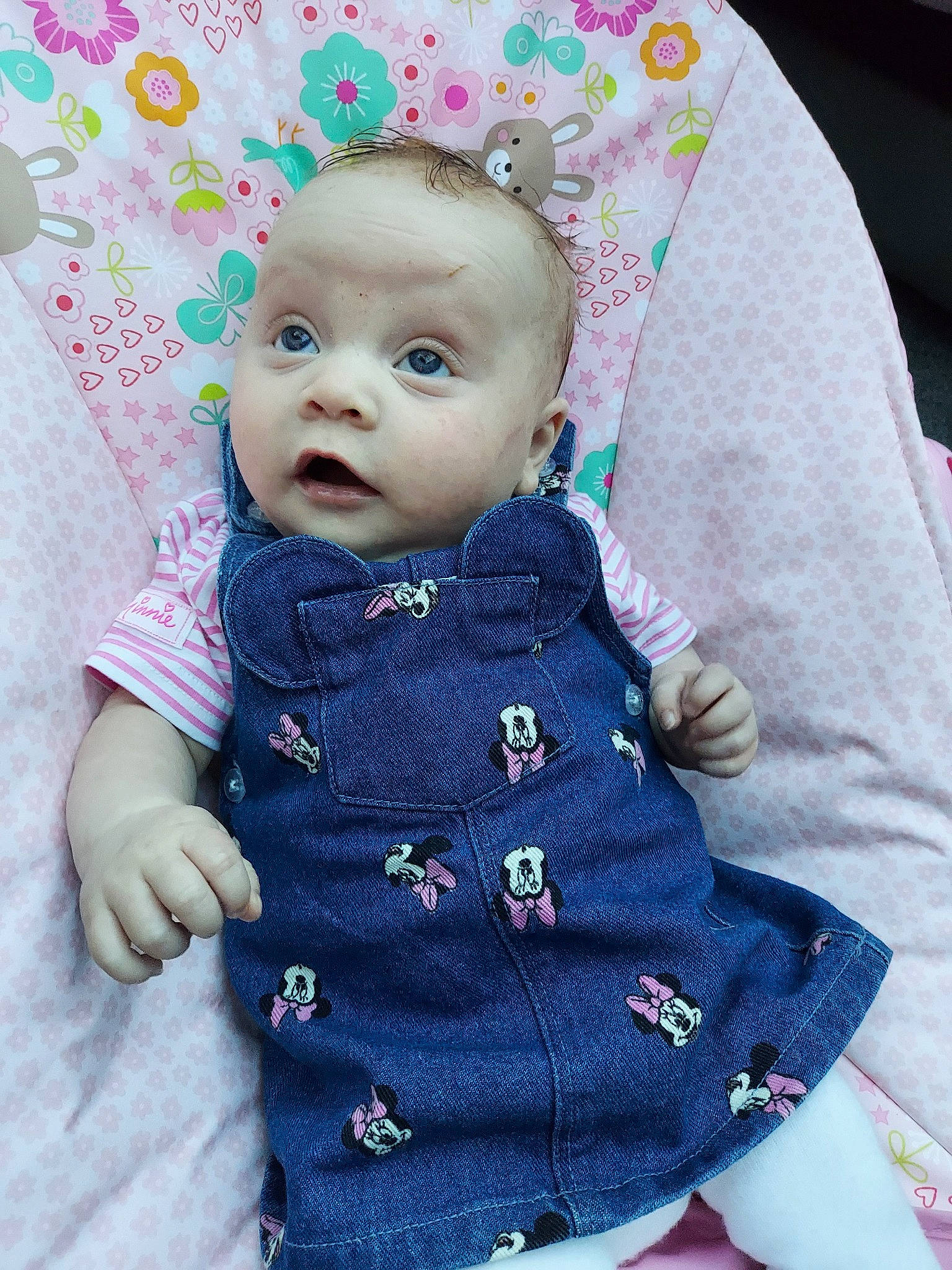 Leanna joined the competition — help win amazing prizes! baby, cheek, child, doll, face, head, lip, outerwear, pattern, person, pink, skin, sleeve, textile, toddler, toy