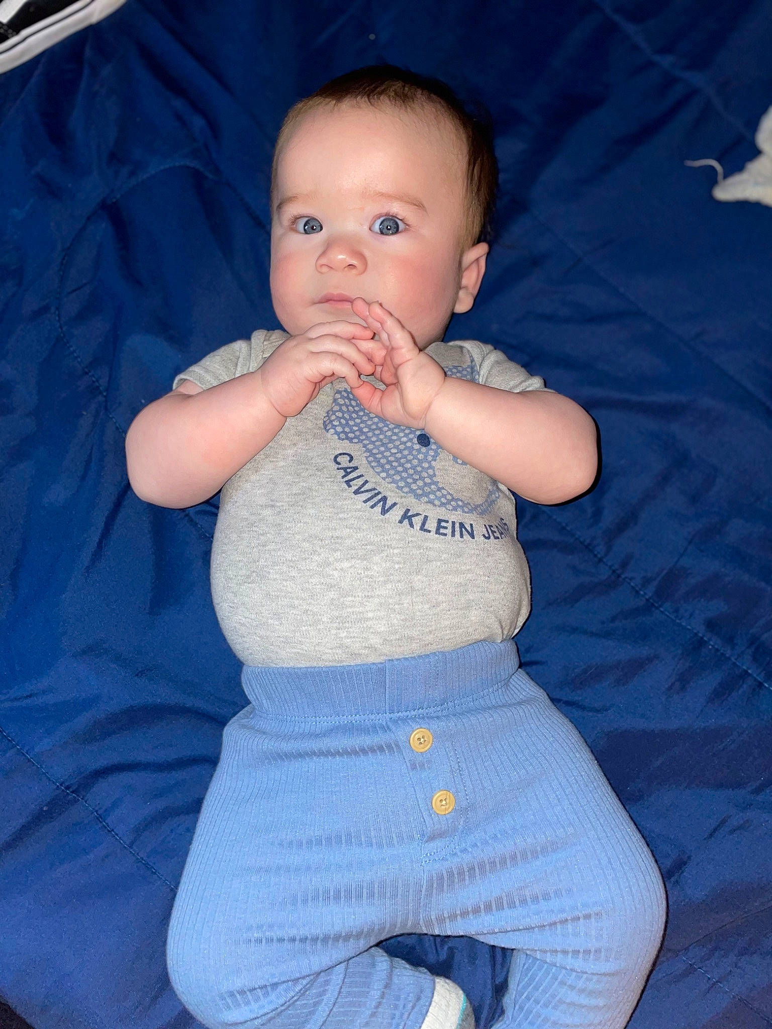 Jayceon joined the competition — help win amazing prizes! abdomen, baby, baby_products, baby_toddler_clothing, cheek, chest, comfort, electric_blue, eye, finger, hand, happy, head, human_body, neck, person, shoulder, sleeve, stomach, toddler