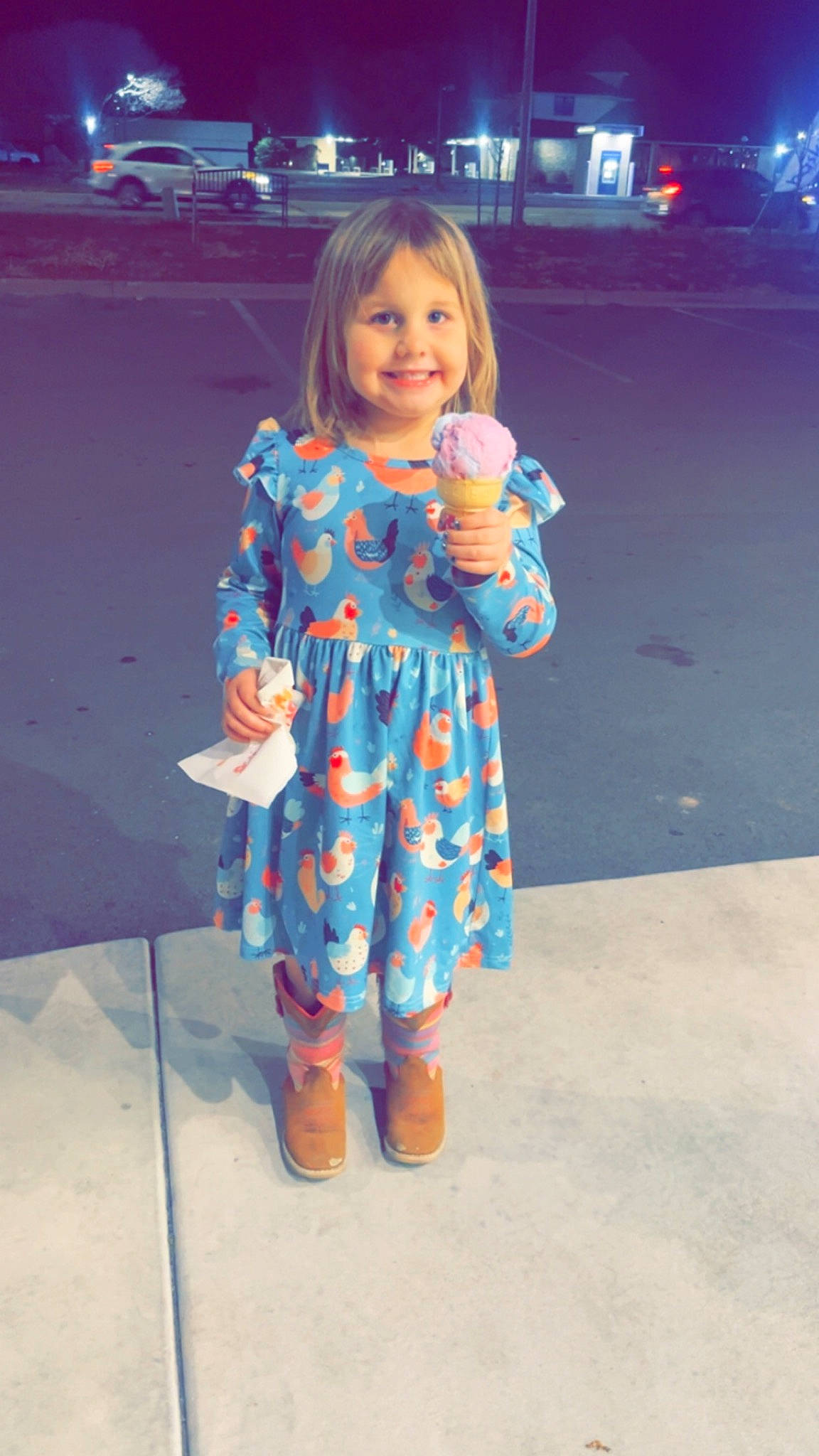 Kensley joined the competition — help win amazing prizes! child, costume, electric_blue, eye, fashion_design, flooring, formal_wear, fun, happy, human_leg, joy, leg, leisure, luxury_vehicle, magenta, pattern, person, pink, sleeve, smile