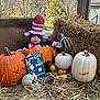 Kade is registered to the contest to win money with this photo: child, baby, pumpkin, carved_pumpkin, white_pumpkin, hay, straw_bale, costume, cat_in_the_hat_book, book, skull_prop, skeleton_hand, autumn, outdoors, hat, smile, gourd, porch, decorations, portrait