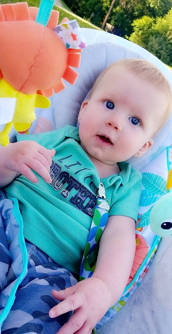 Jameson joined the competition — help win amazing prizes! baby, baby_products, baby_toddler_clothing, cheek, child, person, play, product, skin, smile, toddler