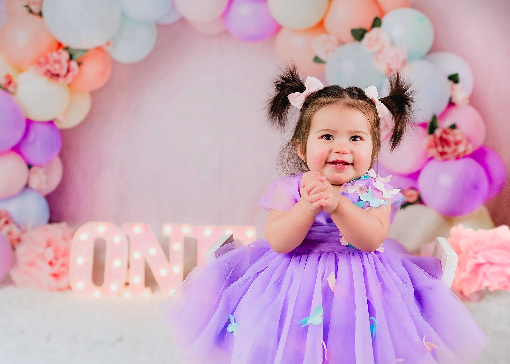 Brielle is registered to the contest to win money with this photo: aqua, baby_toddler_clothing, balloon, beauty, child, decoration, dress, event, flash_photography, fun, happy, joy, magenta, party_supply, person, photograph, pink, smile, snapshot, sweetness