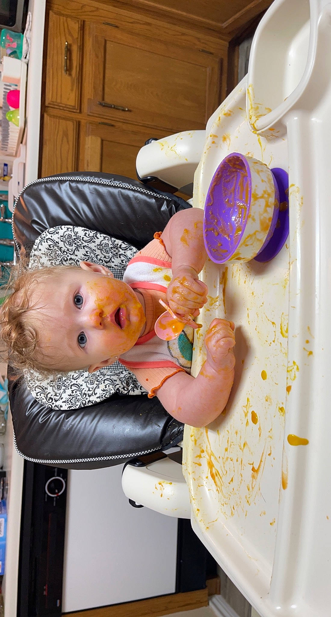 Alexis joined the competition — help win amazing prizes! baby, baby_products, baby_toddler_clothing, cabinetry, chair, child, door, fun, person, room, surprise, tableware, toddler