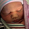Kylahna joined the competition — help win amazing prizes! newborn, baby, sleeping, face, closeup, hat, beanie, striped, blanket, soft, skin, eyelashes, peaceful, infant, wrapped, cute, cozy, child, portrait, indoors