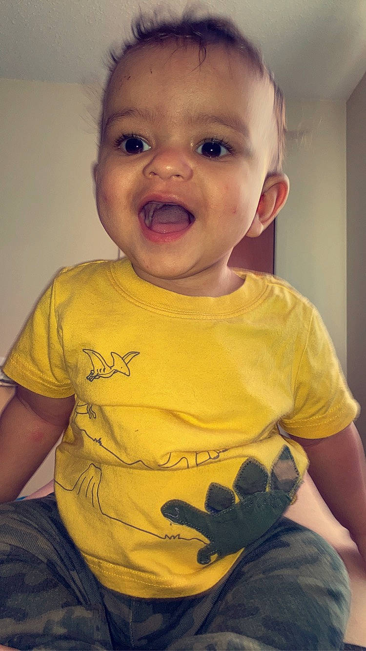 Malcolm joined the competition — help win amazing prizes! arm, baby, baby_toddler_clothing, cheek, cool, elbow, eyelash, finger, gesture, hand, happy, mouth, neck, nose, organ, person, skin, sleeve, smile, t_shirt