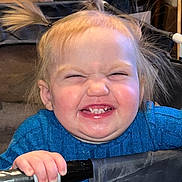 Raylynn joined the competition — help win amazing prizes! toddler, child, smiling, blonde_hair, pigtails, blue_sweater, stroller, hand, indoor, face, happy, cute, person, baby, expression, joy, young_child, holding, grin, playful