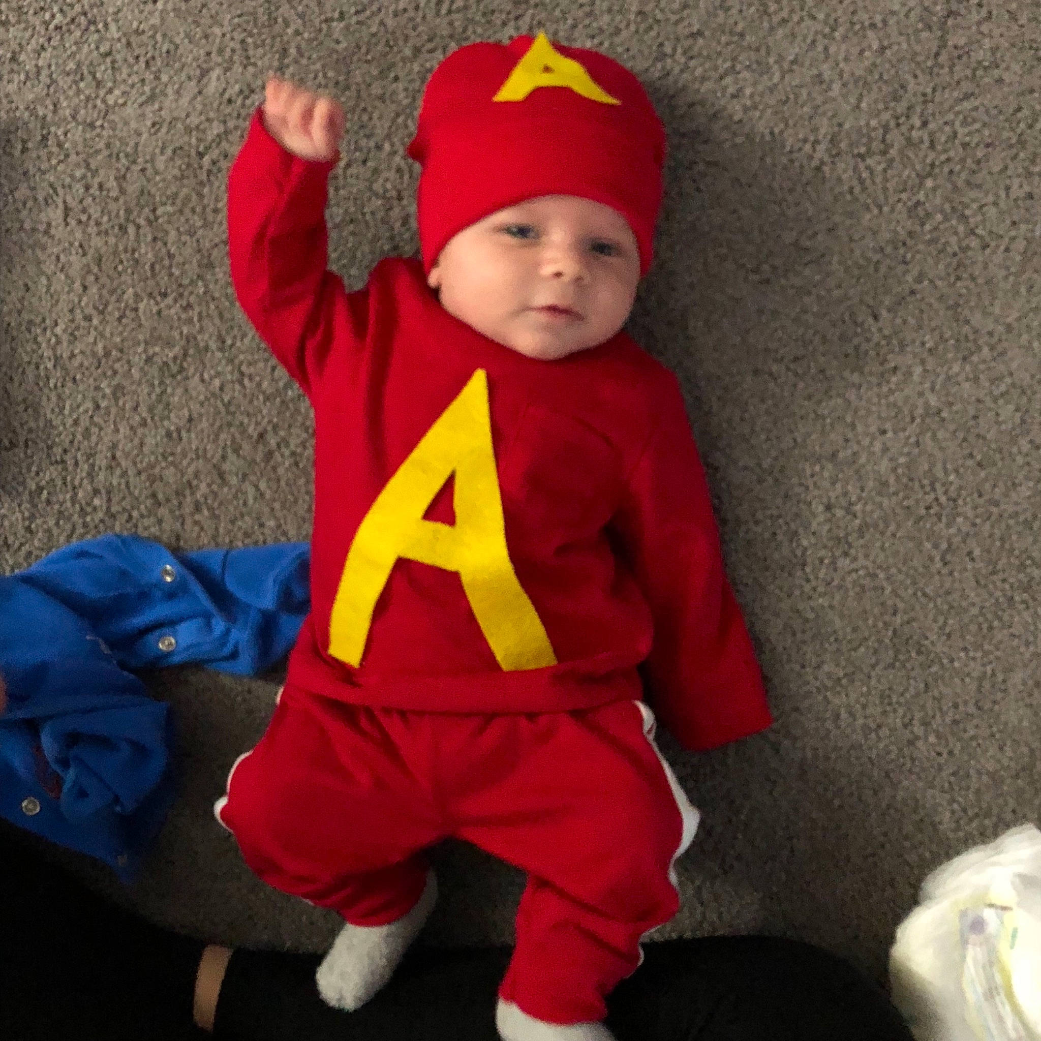 Alden joined the competition — help win amazing prizes! boy, child, costume, headgear, headwear, outerwear, person, product, red, toddler