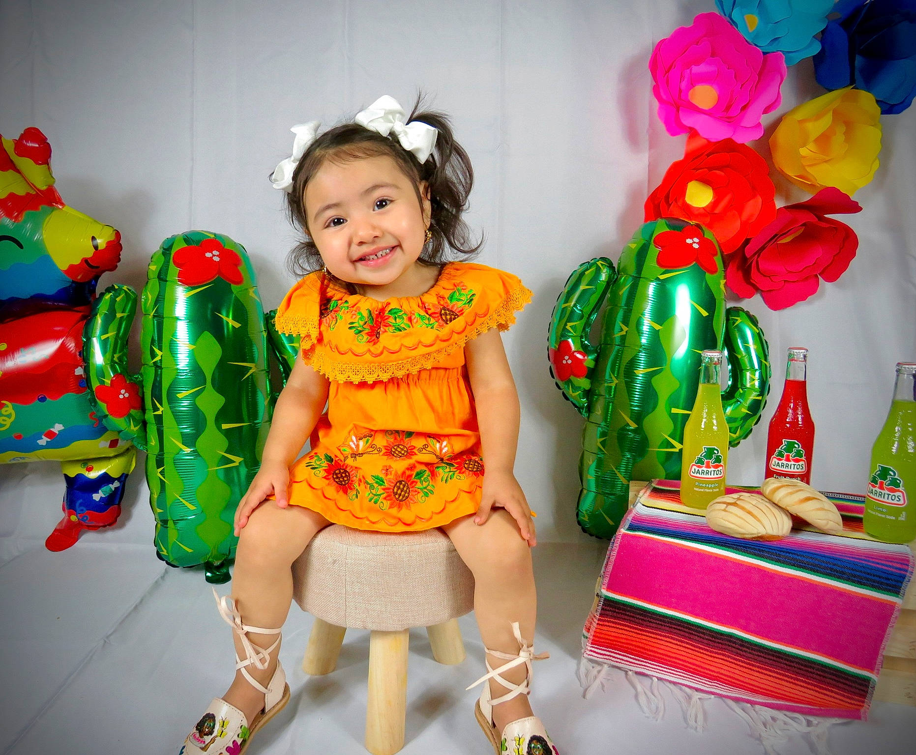 Vivianna joined the competition — help win amazing prizes! baby, baby_toddler_clothing, child, event, facial_expression, fashion_design, flower, fun, happy, joy, magenta, party_supply, peach, person, petal, pink, room, rose, smile, sock