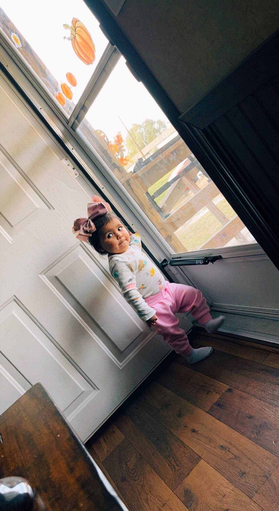 Madalynn is registered to the contest to win money with this photo: building, child, comfort, daylighting, floor, flooring, hardwood, house, human, interior_design, laminate_flooring, leisure, material_property, person, sitting, stairs, standing, toddler, window, wood