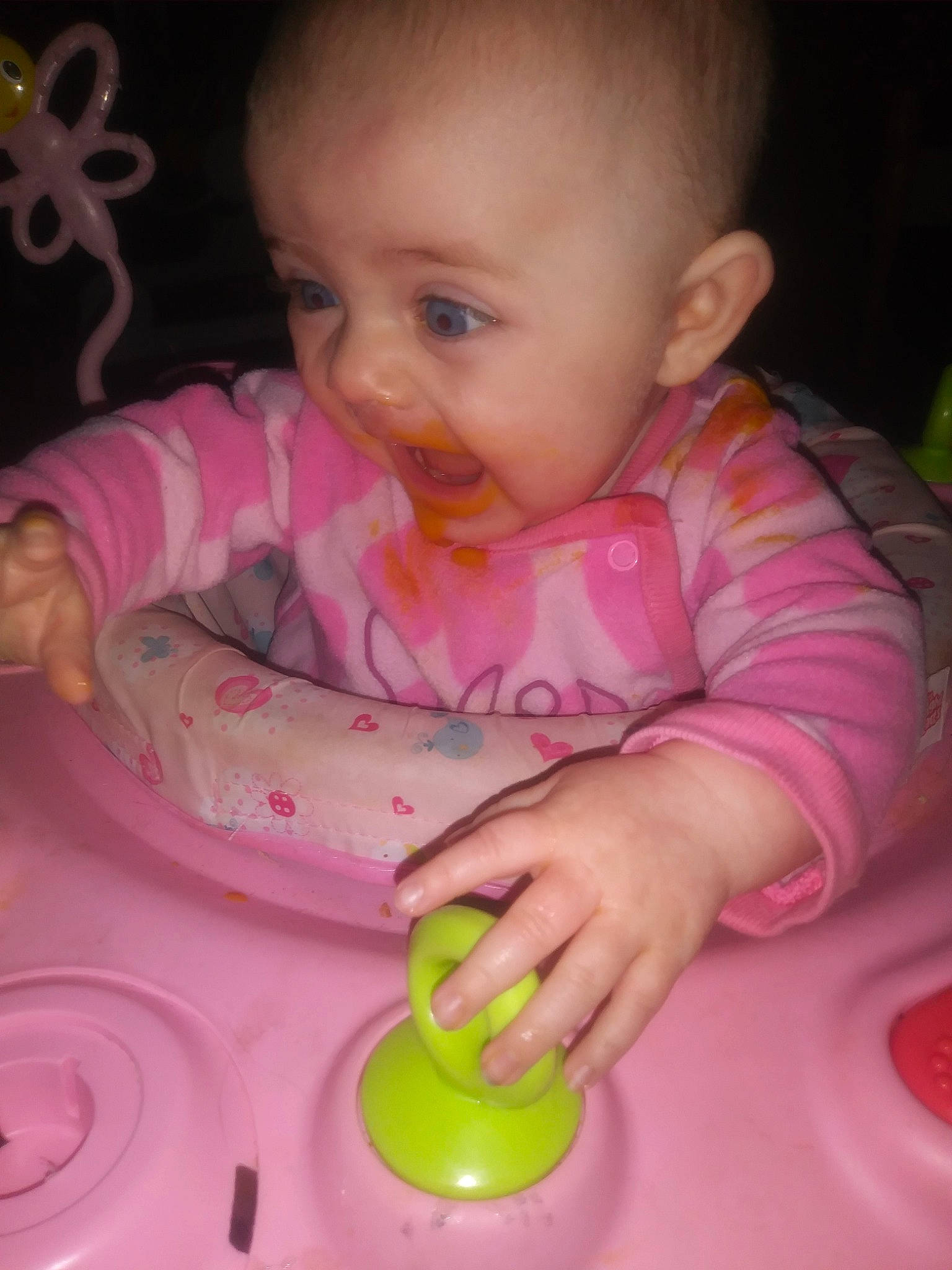 Aliael is registered to the contest to win money with this photo: baby, baby_playing_with_toys, baby_products, baby_toddler_clothing, baby_toys, cheek, child, finger, lip, mouth, person, pink, play, product, sitting, skin, smile, toddler, toy, tummy_time