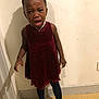 Anaya participe au concours pour gagner de l'argent avec cette photo : child, crying, upset, dress, pink_shoes, standing, indoor, wall, floor, shadow, expression, tears, emotion, person, footwear, clothing, hair, young, female, sad
