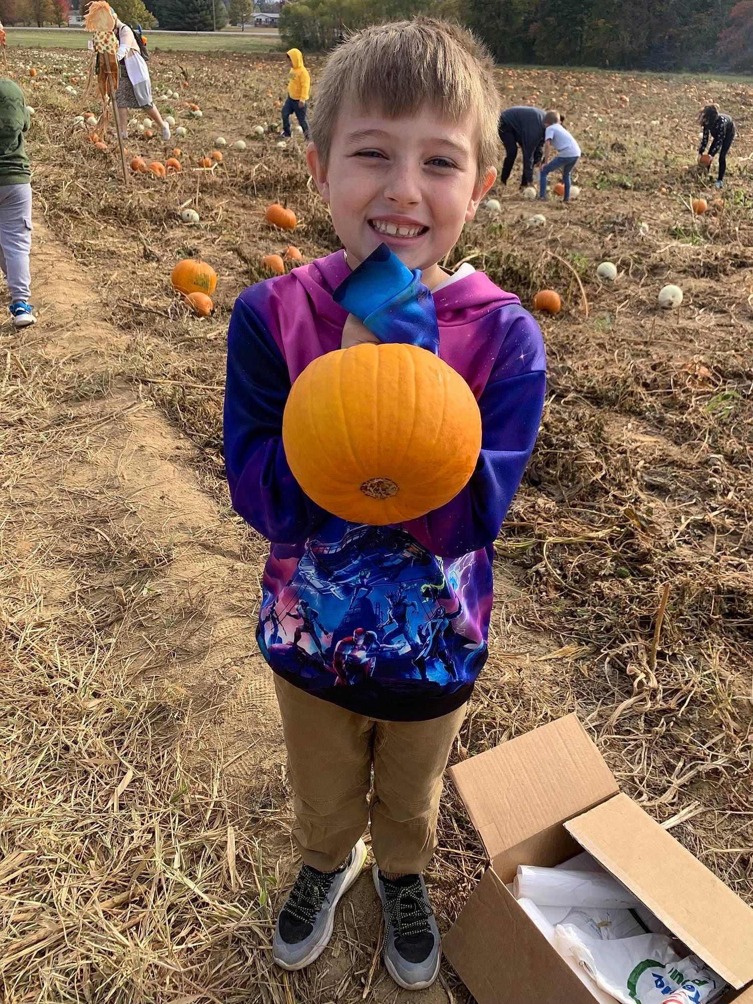 Karson joined the competition — help win amazing prizes! adaptation, calabaza, child, cucurbita, footwear, fun, grass, hair, happy, hat, joy, people_in_nature, person, plant, pumpkin, smile, sneakers, soil, t_shirt, toddler