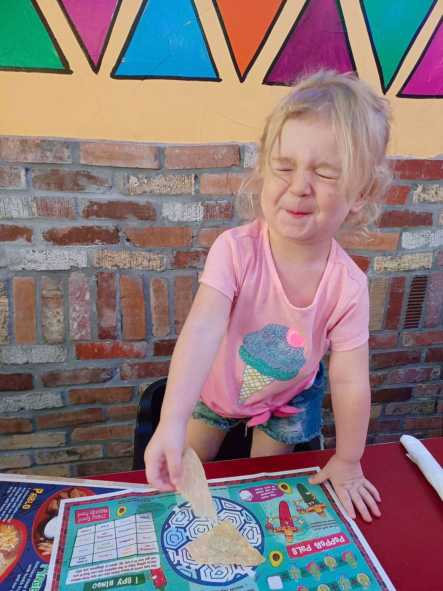 Kaydence joined the competition — help win amazing prizes! art, baby_toddler_clothing, blue, child, flooring, fun, happy, indoor_games_and_sports, leisure, pattern, people, person, pink, play, recreation, room, summer, t_shirt, table, textile