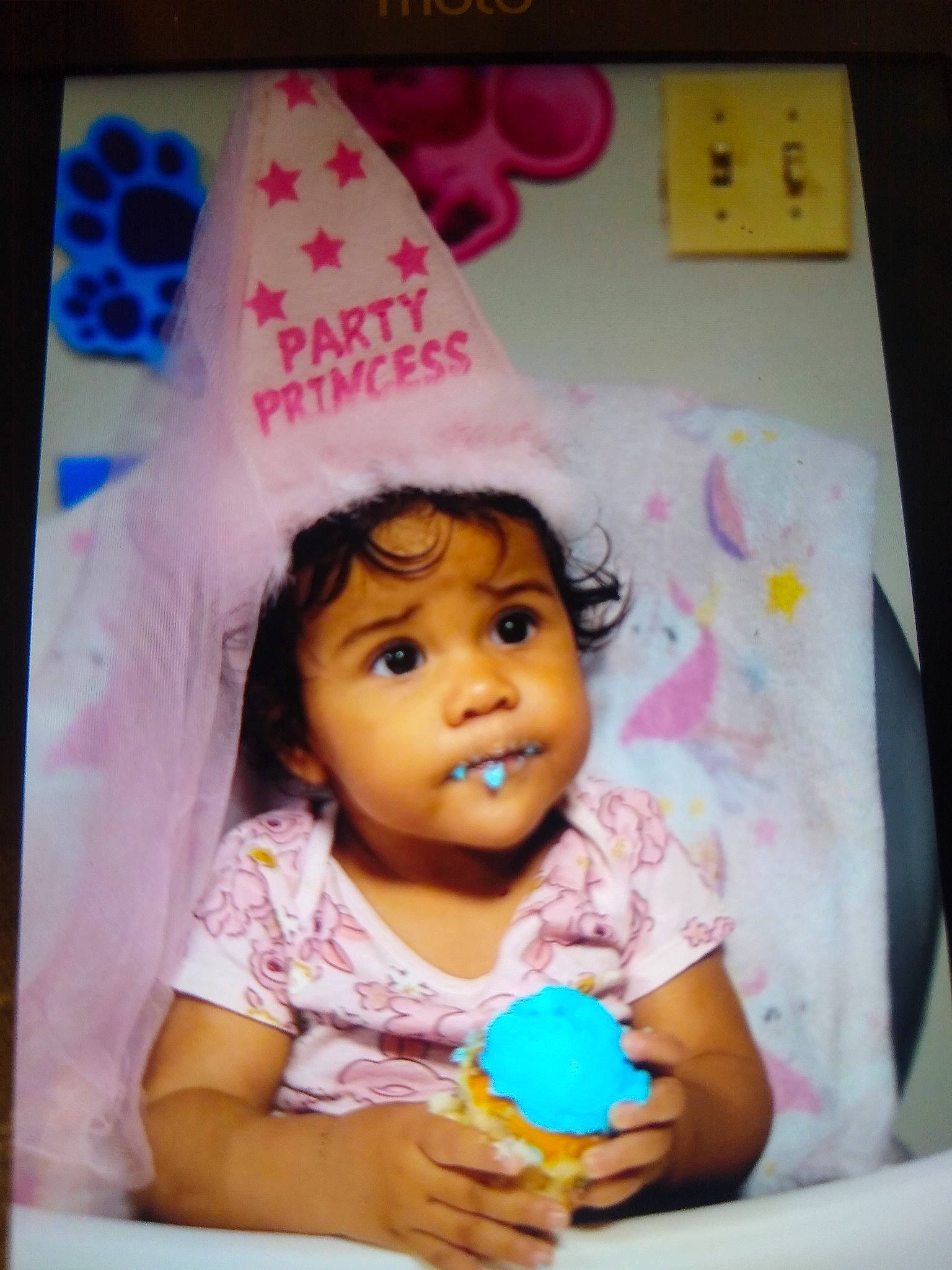 Jayleen joined the competition — help win amazing prizes! baby, baby_playing_with_toys, baby_toddler_clothing, balloon, child, cone, event, fun, happy, leisure, magenta, party, party_hat, party_supply, person, pink, play, room, smile, sweetness