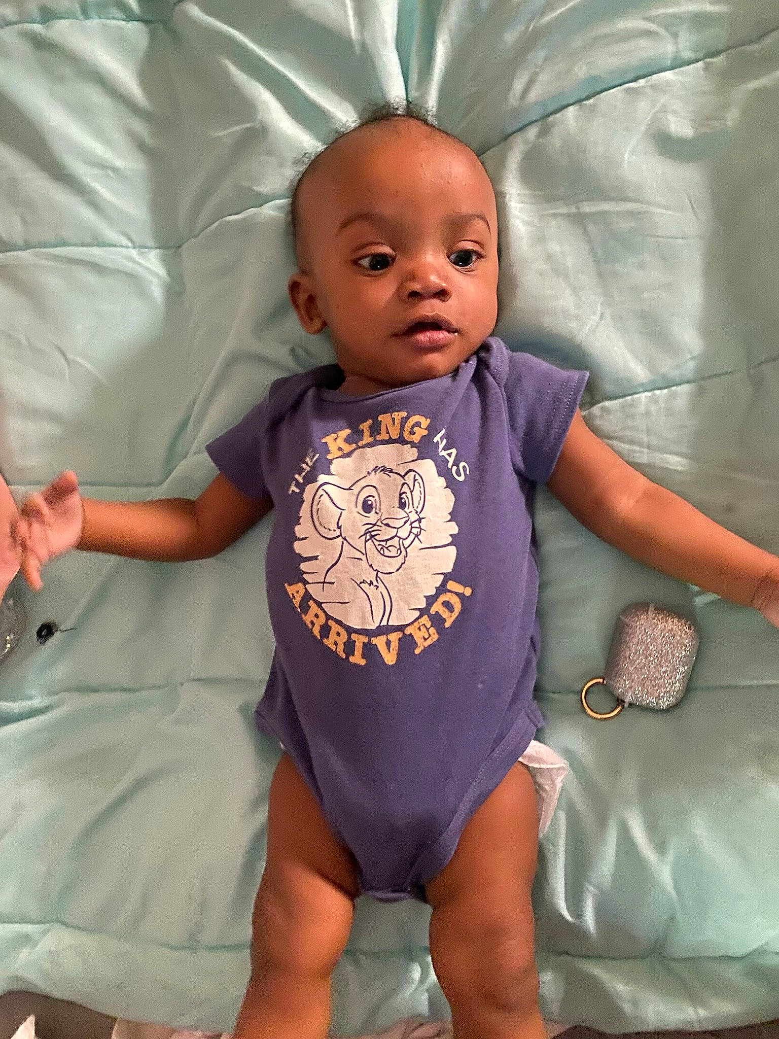 King joined the competition — help win amazing prizes! abdomen, baby, baby_products, baby_toddler_clothing, barefoot, cheek, child, eye, face, finger, foot, fun, happy, human_leg, person, skin, sleeve, t_shirt, thigh, thumb