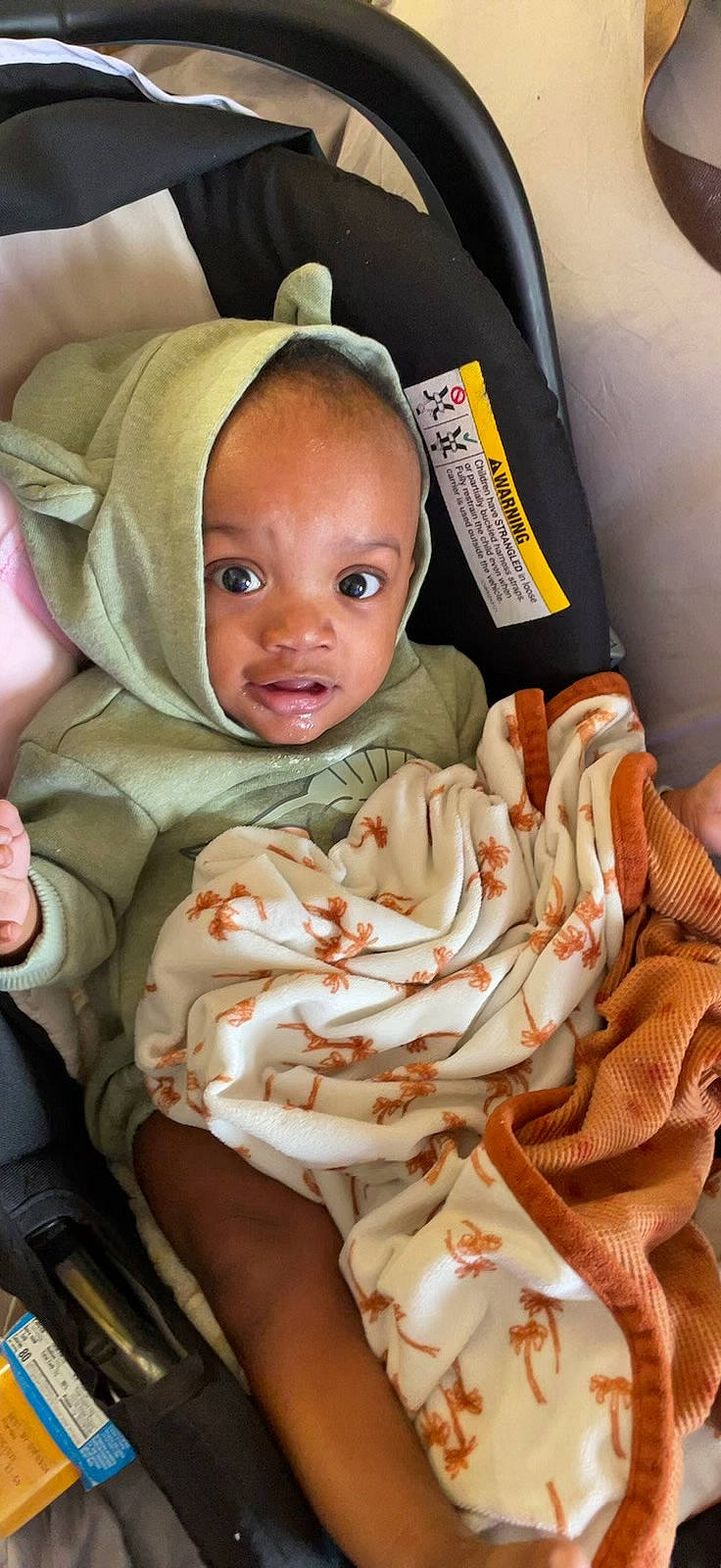 King is registered to the contest to win money with this photo: baby, baby_products, baby_safety, bedding, child, comfort, doll, linens, peach, person, room, rose_order, toy