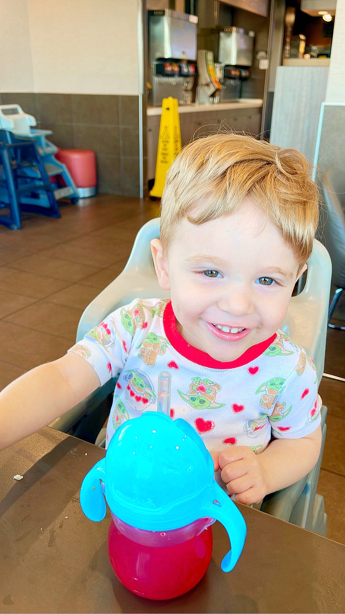 Jasper joined the competition — help win amazing prizes! baby, baby_playing_with_toys, baby_toddler_clothing, blue, chair, child, eye, facial_expression, flooring, fun, green, happy, joy, leisure, person, skin, smile, t_shirt, table, toddler