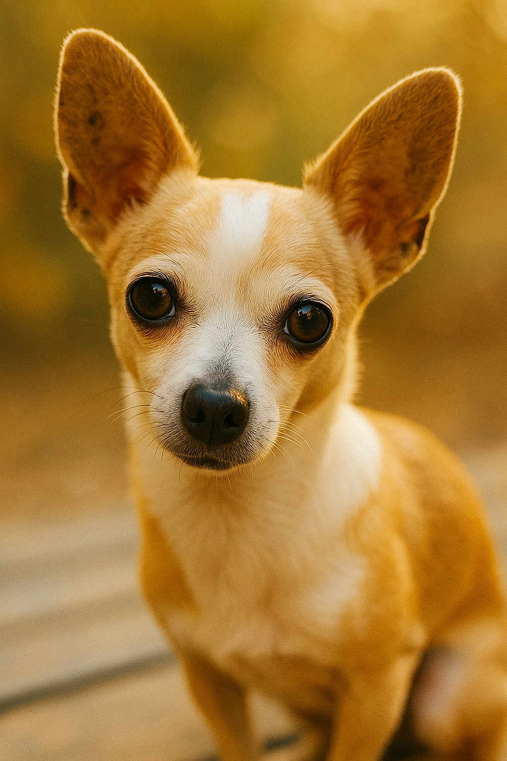 Cookie a rejoint le concours — aidez-le/la à gagner de superbes lots ! dog, chihuahua, close_up, ears, pet, animal, portrait, brown, white, cute, outdoor, fur, small_dog, looking, sitting, friendly, canine, headshot, eyes, adorable