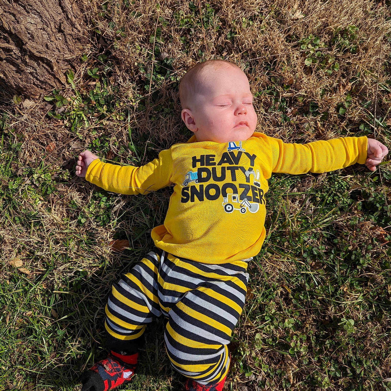 Dean is registered to the contest to win money with this photo: baby, baby_toddler_clothing, ball, child, fun, grass, happy, people_in_nature, personal_protective_equipment, plant, play, recreation, sleeve, soil, t_shirt, toddler