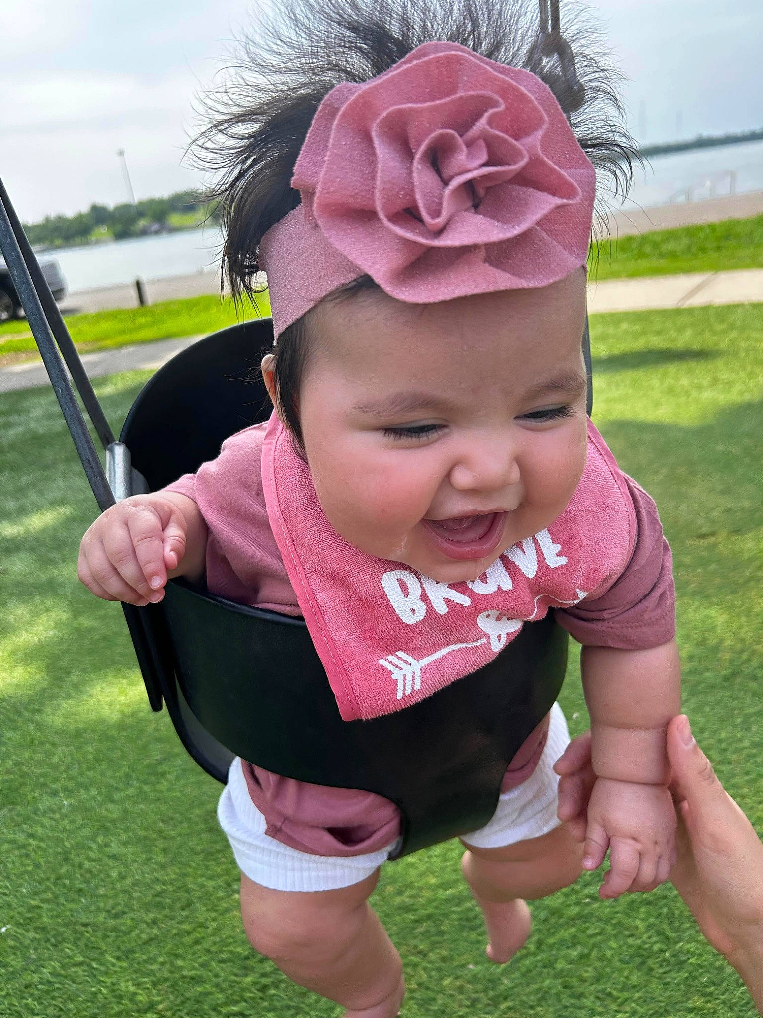Azriel is registered to the contest to win money with this photo: baby, baby_toddler_clothing, cap, costume_hat, facial_expression, fun, grass, happy, headband, headpiece, headwear, leisure, magenta, person, pink, plant, recreation, skin, sky, smile