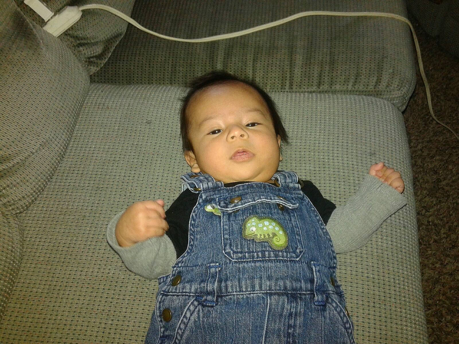 Esteban joined the competition — help win amazing prizes! baby, cheek, child, cool, denim, family, fun, iris, jeans, person, sitting, smile, textile, toddler