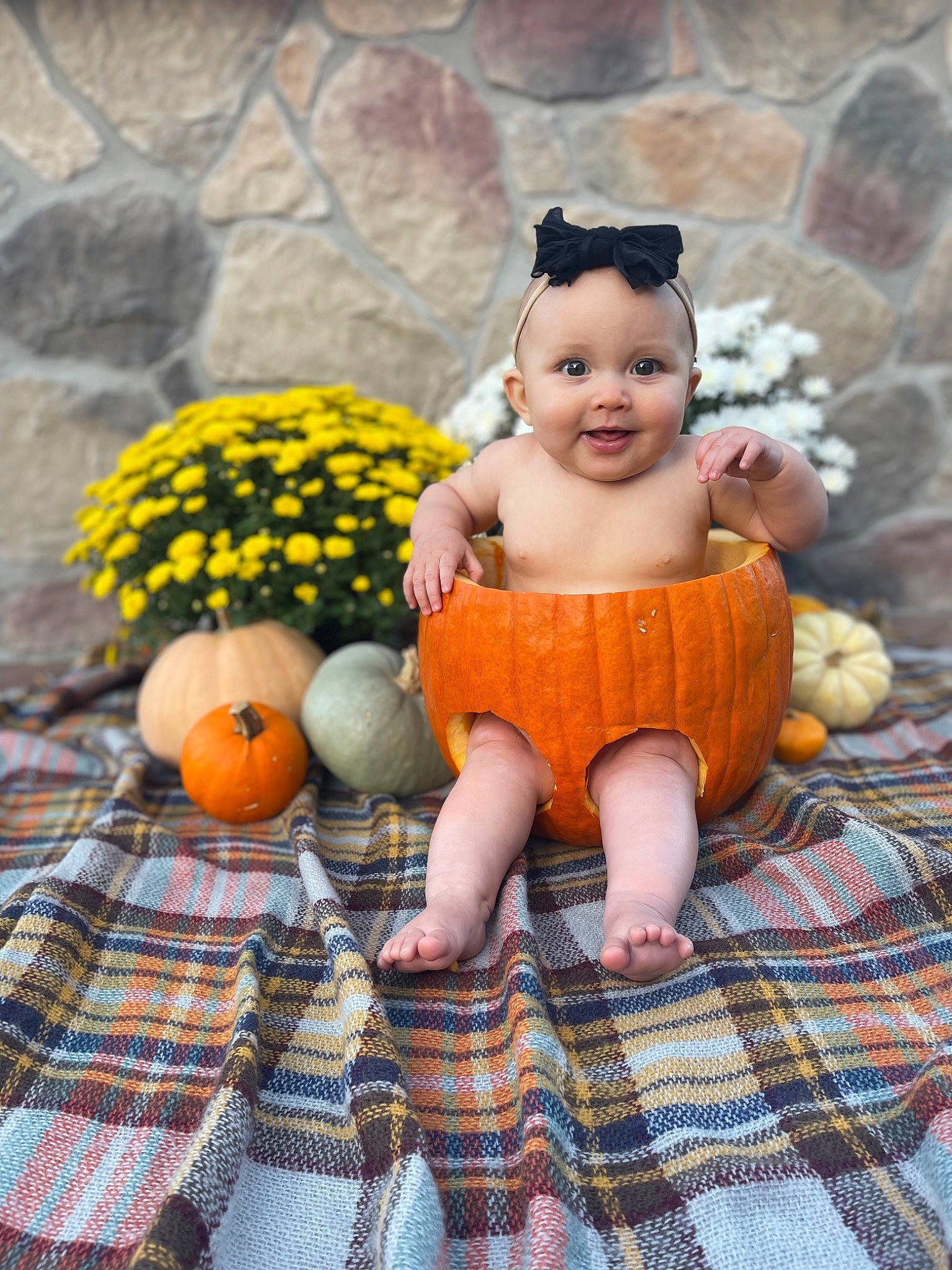 Charlie joined the competition — help win amazing prizes! baby, baby_toddler_clothing, child, doll, eye, fawn, flower, grass, happy, joy, orange, pattern, person, plaid, plant, smile, stuffed_toy, tartan, textile, toddler