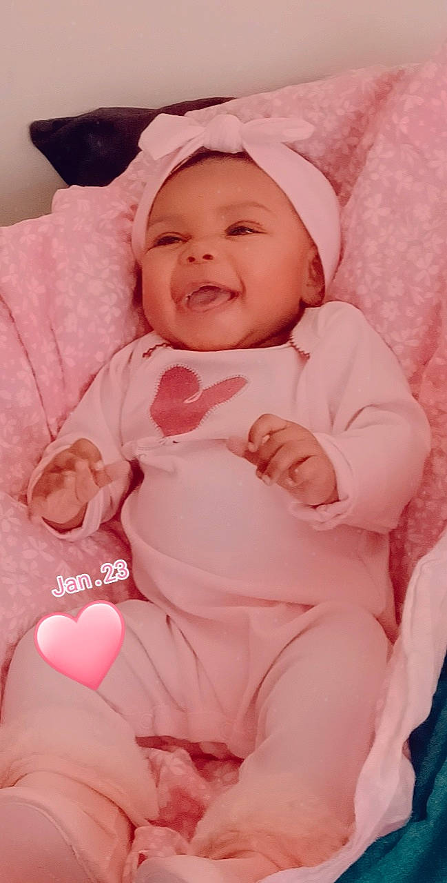 Jay'Lin joined the competition — help win amazing prizes! baby, baby_toddler_clothing, cheek, child, chin, comfort, eye, eyebrow, happy, head, headwear, linens, lip, magenta, mouth, person, pink, skin, sleeve, smile