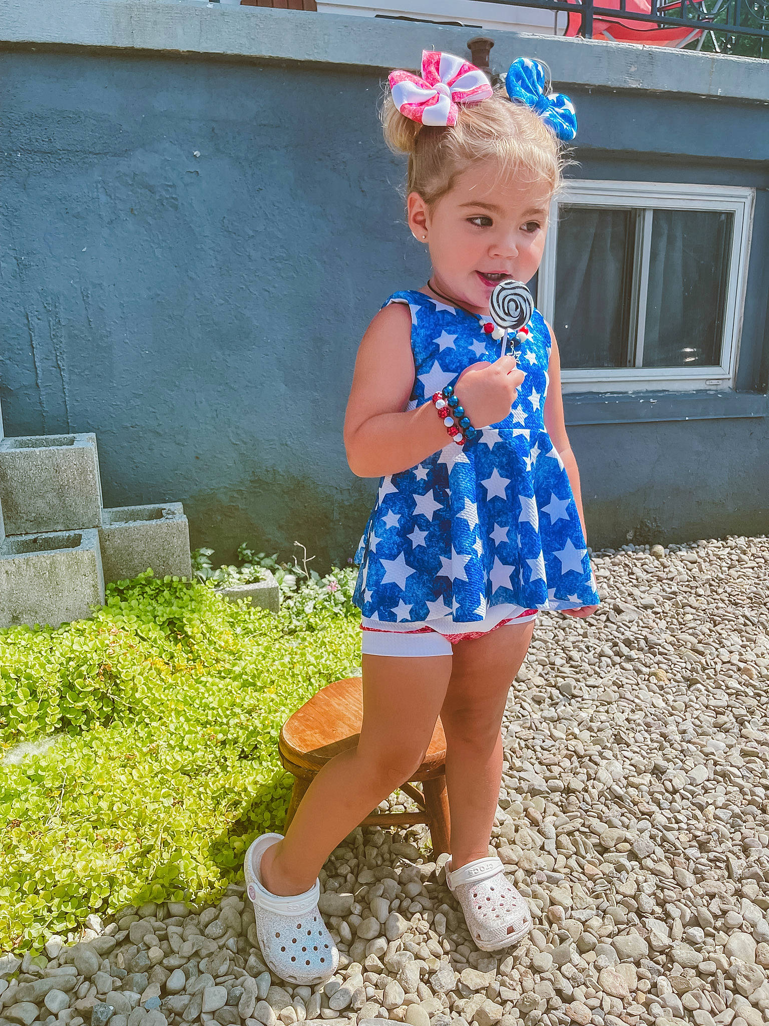 Bryleigh joined the competition — help win amazing prizes! azure, baby_toddler_clothing, child, day_dress, denim, dress, electric_blue, grass, hair, hairstyle, happy, human_leg, leisure, pattern, person, sleeve, street_fashion, summer, thigh, toddler