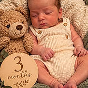 Maddox joined the competition — help win amazing prizes! baby, blanket, cozy, eucalyptus, feet, hands, indoors, infant, milestone, newborn, nursery, overalls, peaceful, plush_toy, portrait, sleeping, soft_lighting, teddy_bear, three_months, wooden_sign