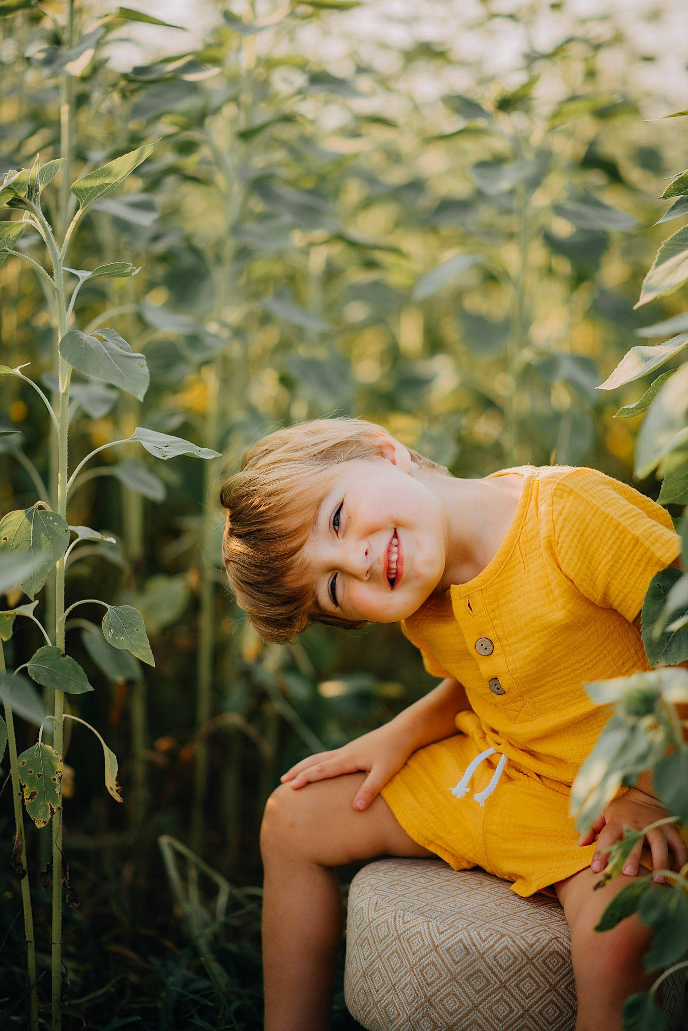 Camden is registered to the contest to win money with this photo: blond, botany, brown_hair, dress, eye, fawn, flash_photography, grass, happy, human_leg, joy, leaf, long_hair, people_in_nature, person, plant, shoulder, smile, summer, sunlight