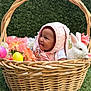Sianni is registered to the contest to win money with this photo: animal, baby, basket, clothing, face, flower, flowerarrangement, flowerbouquet, fun, grass, hat, head, person, petal, photography, plant, portrait, rabbit, rat, rodent