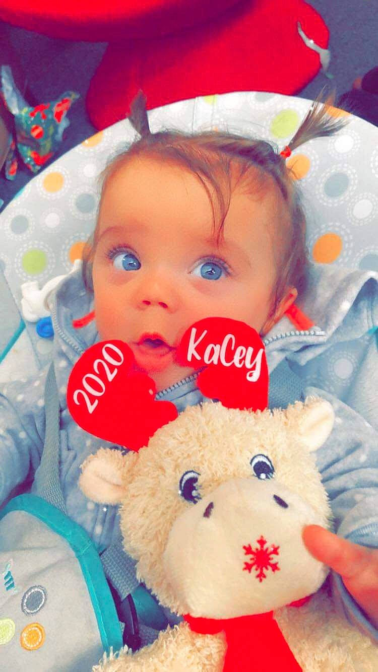 Kacey is registered to the contest to win money with this photo: baby, baby_toddler_clothing, beauty, blue, cheek, child, happy, lip, nose, organ, people, person, pink, product, red, skin, surprise, teddy_bear, textile, toddler