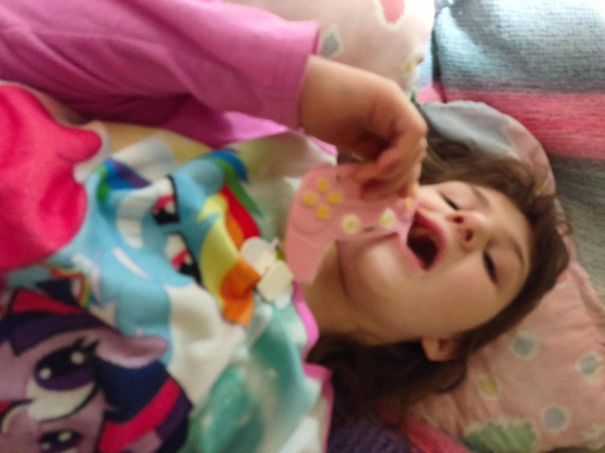 Zoey joined the competition — help win amazing prizes! baby, cheek, comfort, eyelash, facial_expression, finger, fun, gesture, happy, human, lip, mammal, mouth, neck, nose, person, pink, skin, snapshot, textile