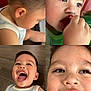Joel Hernandez is registered to the contest to win money with this photo: child, toddler, close_up, smiling, laughing, tank_top, seashell, haircut, indoor, floor, red_door, skin, face, hand, expression, curious, happy, young_child, head, portrait
