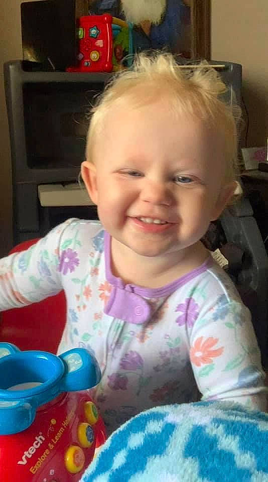 Bailee is registered to the contest to win money with this photo: baby, baby_toddler_clothing, cheek, child, ear, facial_expression, fun, hair, hairstyle, happy, head, iris, joy, lip, mouth, nose, organ, person, product, skin