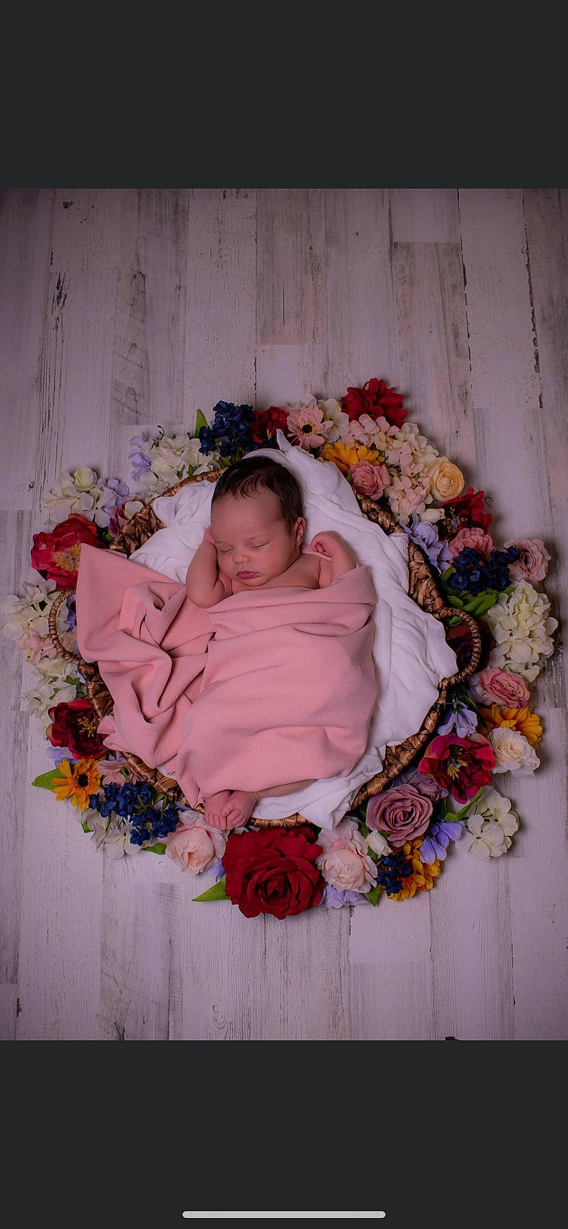 Gianna joined the competition — help win amazing prizes! artificial_flower, baby, baby_sleeping, baby_toddler_clothing, bouquet, cheek, comfort, cut_flowers, floristry, flower, flower_arranging, happy, head, linens, magenta, peach, person, petal, pink, plant